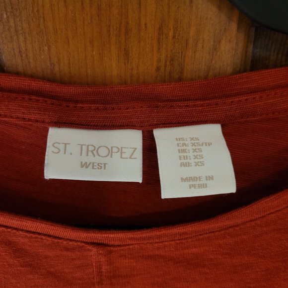 St. Tropez West EUC Rust Long Sleeve Cotton Shirt Size XS - Picture 3 of 4